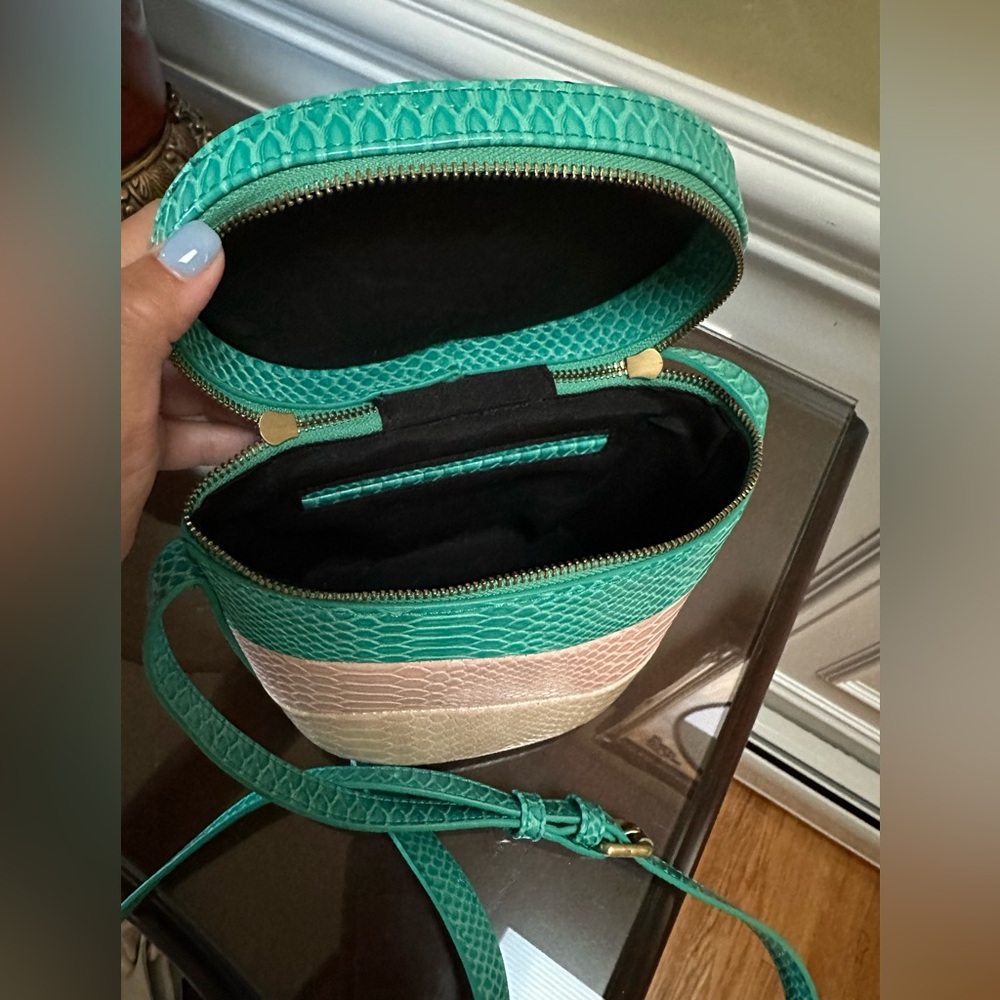 FAUX Snakeskin Pattern Cylinder Bag with Adjustable Strap